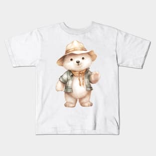 Polar Bear in Straw Hat Kids T-Shirt